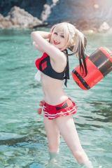 Harley Quinn light blonde cosplay wig and wrap on black red ombre pigtails . lolita hair . KA006