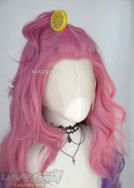 Lace Front>>League of Legends Seraphine pink purple ombre cosplay wig 98cm