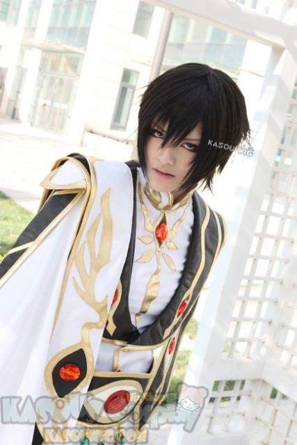 Code Geass Lelouch short black layered cosplay wig with KA032