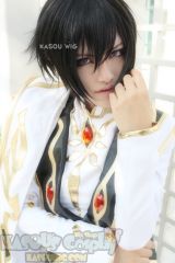 Code Geass Lelouch short black layered cosplay wig with KA032