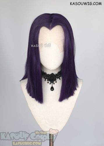 Lace Front>> Teen Titans Raven medium length blackish purple wig . 42cm
