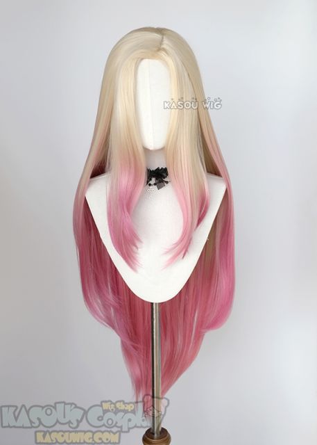 League of Legends Ahri The Baddest More versions blonde pink ombre cosplay wig