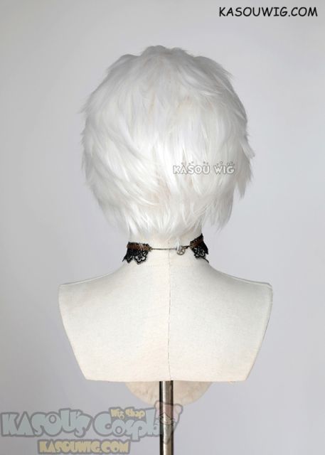 Lace Front>> Snow white all back spiky synthetic cosplay wig LFS-1/KA001