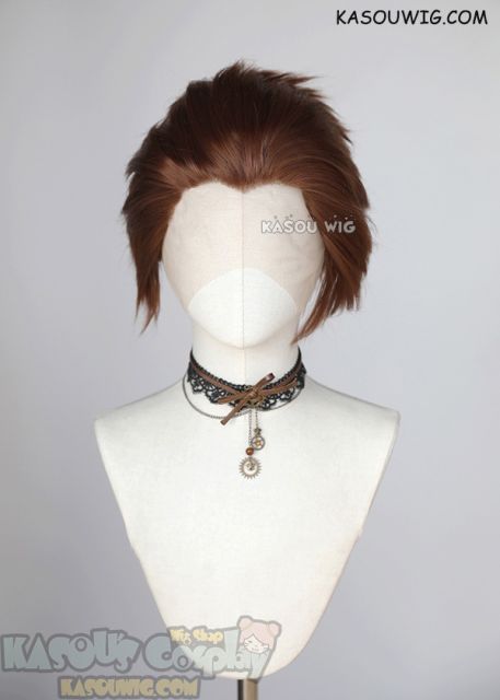 Lace Front>> Walnut Brown all back spiky synthetic cosplay wig LFS-1/KA026