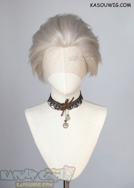 Lace Front>> Sanemi Shinazugawa Demon Slayer Pearl White all back spiky synthetic cosplay wig LFS-1/SP05