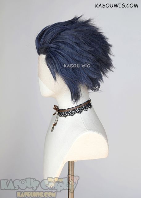 Lace Front>> Deep Blue all back spiky synthetic cosplay wig LFS-1/SP03
