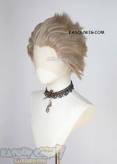 Lace Front>> MHA Hawks Ash Blonde all back spiky synthetic cosplay wig LFS-1/KA015