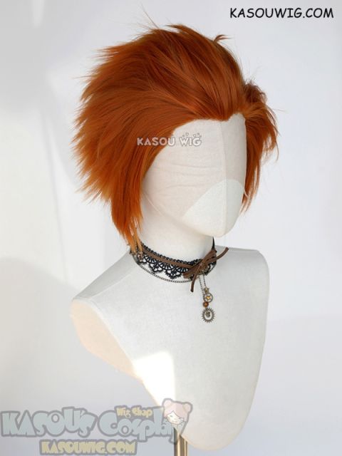 Lace Front>> Burnt Orange all back spiky synthetic cosplay wig LFS-1/KA021