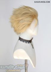 Lace Front>>Honey Butter Blonde all back spiky synthetic cosplay wig LFS-1/KA011