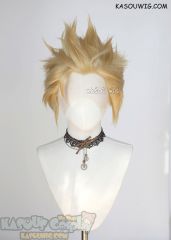 Lace Front>>Honey Butter Blonde all back spiky synthetic cosplay wig LFS-1/KA011