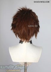 Lace Front>> Walnut Brown all back spiky synthetic cosplay wig LFS-1/KA026