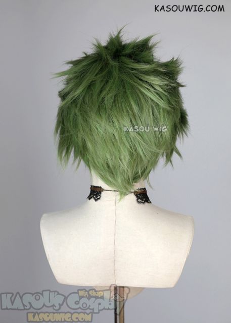 Lace Front>> Moss Green all back spiky synthetic wig LFS-1/ KA061