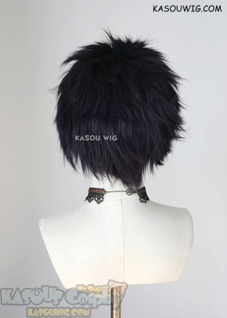 Lace Front>> Deep Purple all back spiky synthetic cosplay wig LFS-1/SP31