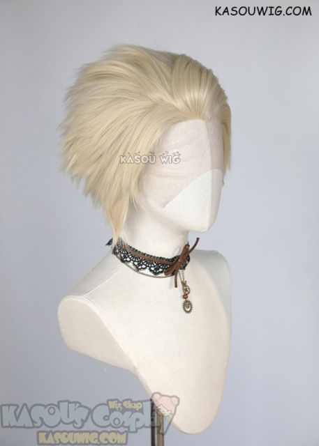 Lace Front>> Light Creamy Blonde all back spiky synthetic cosplay wig LFS-1/SP17 Hazbin Hotel Lucifer Morningstar