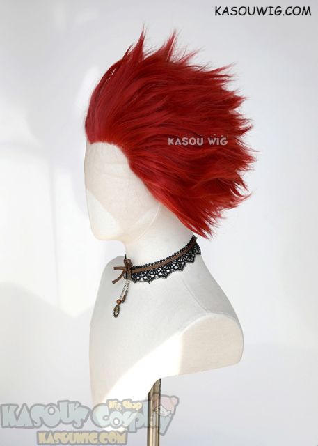 Lace Front>> My Hero Academia Kirishima Eijiro Apple Red all back spiky synthetic cosplay wig LFS-1/KA042