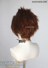 Lace Front>> Walnut Brown all back spiky synthetic cosplay wig LFS-1/KA026