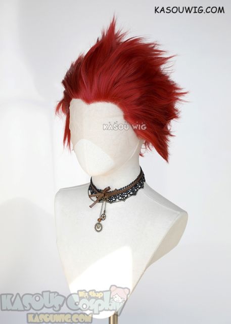 Lace Front>> My Hero Academia Kirishima Eijiro Apple Red all back spiky synthetic cosplay wig LFS-1/KA042