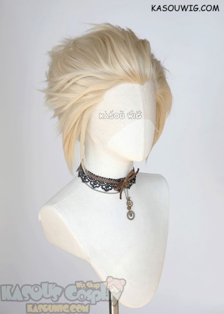Lace Front>> Light Blonde all back spiky synthetic cosplay wig LFS-1/KA006
