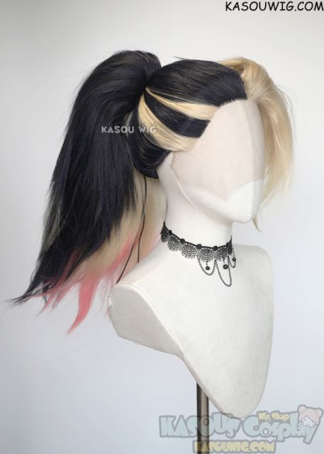 Lace Front >>>League of Legends LOL Akali The Baddest More version blackish-purple spiky ponytail cosplay wig