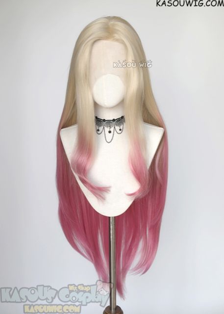 Lace Front>>League of Legends Ahri K/DA The Baddest More versions blonde pink ombre cosplay wig