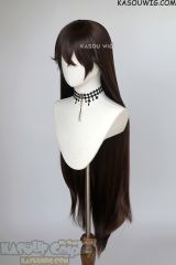 L-4 KA030 Genshin Impact Amber deep brown 100cm long straight wig with pre-cut bangs