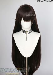L-4 KA030 Genshin Impact Amber deep brown 100cm long straight wig with pre-cut bangs