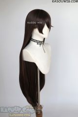 L-4 KA030 Genshin Impact Amber deep brown 100cm long straight wig with pre-cut bangs