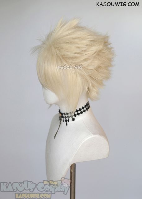 S-5 SP17 31cm / 12.2" short light cream blonde spiky layered cosplay wig