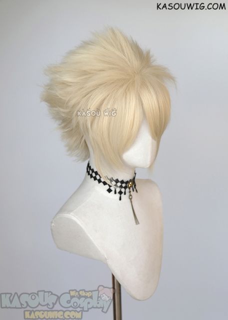 S-5 SP17 31cm / 12.2" short light cream blonde spiky layered cosplay wig