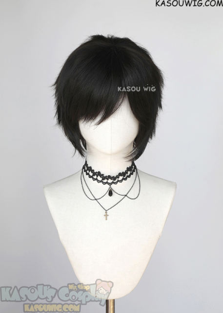 S-1 / KA031A>>31cm / 12.2" short natural black layered wig, easy to style,Hiperlon fiber
