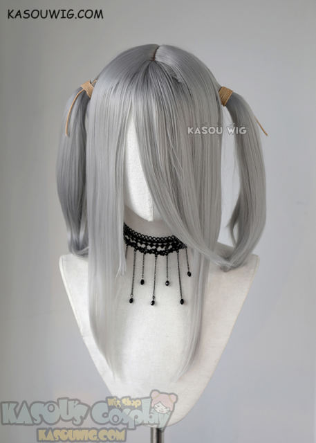 M-2/ KA003 ┇ 50CM / 19.7" light gray pigtail base wig with long bangs