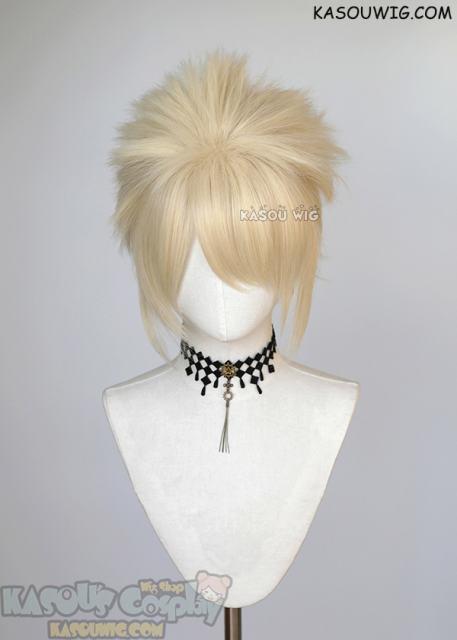 S-5 SP17 31cm / 12.2" short light cream blonde spiky layered cosplay wig