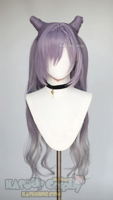 Genshin Impact Keqing purple gradient pigtail wig with horns