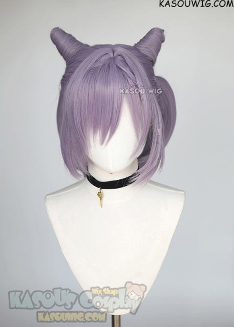 Genshin Impact Keqing purple gradient pigtail wig with horns