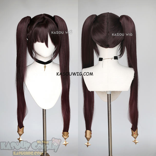 Genshin Impact Mona reddish brown ombre twintail cosplay wig
