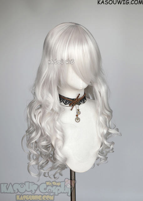 L-1 / KA002 silver white 75cm long curly wig