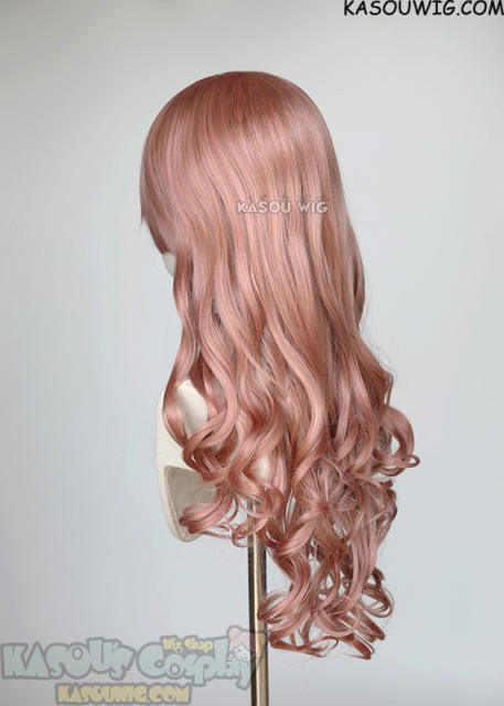 L-1 / KA037 dusty pink 75cm long curly wig