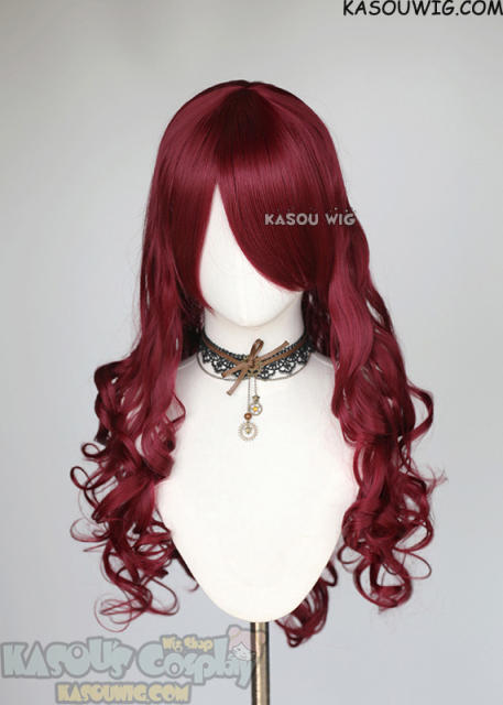 L-1 / KA043 Carmine red 75cm long curly wig