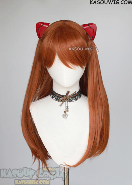 Neon Genesis Evangelion  EVA  Asuka Langley 70cm long straight orange cosplay wig with pigtails