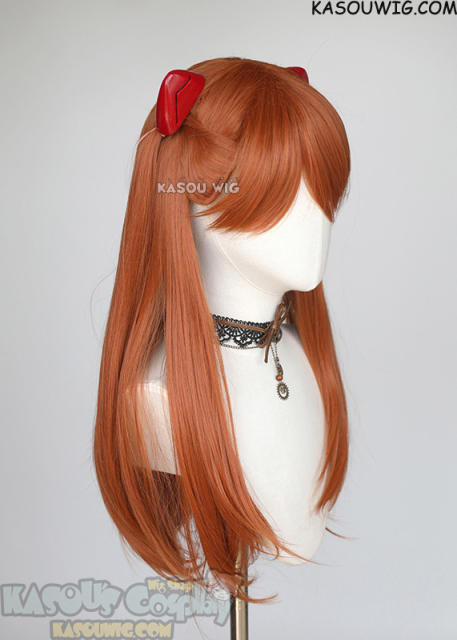 Neon Genesis Evangelion  EVA  Asuka Langley 70cm long straight orange cosplay wig with pigtails