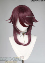 Genshin Impact Rosaria wine red wig with red streak. medium length