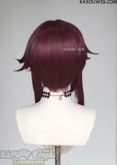 Genshin Impact Rosaria wine red wig with red streak. medium length