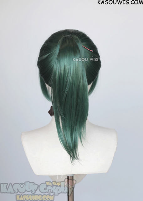 Jujutsu Kaisen Maki Zenin green ponytail wig with blunt cut bangs