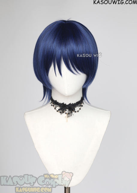 Genshin Impact Scaramouche black blue mixed bob wig