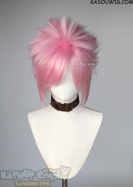 S-5 KA034 31cm/12.2" short  baby pink spiky layered cosplay wig