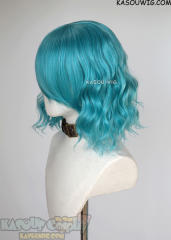 S-4 / KA059 teal blue green loose beach waves lolita wig with bangs. 35cm