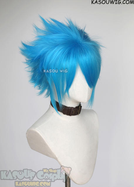 S-5 KA047 31cm/12.2" short blue spiky layered cosplay wig