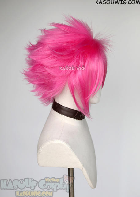 S-5 KA035 31cm/12.2" short  deep pink spiky layered cosplay wig