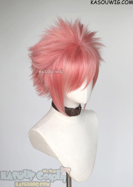 S-5 KA036 31cm/12.2" short rose pink spiky layered cosplay wig