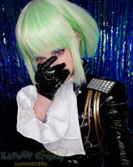PROMARE Lio Fotia short light yellowish green bob cosplay wig. two-tone